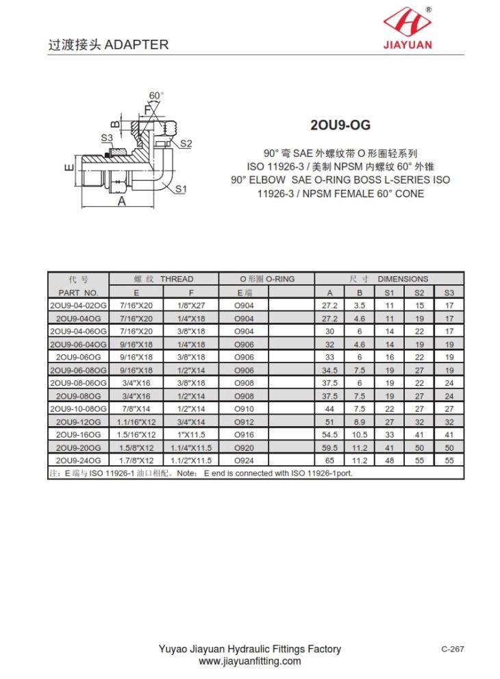 E90 SAE ORB Svängbar NPT-adapter