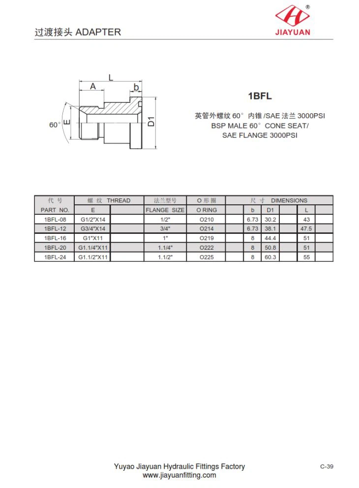 Hydraulisk fläns BSP-adapter